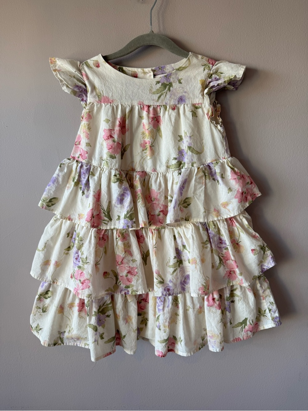 Love Shack Fancy X GAP Cottage Core Pink Floral Cap Sleeve Tiered Dress 5 Years